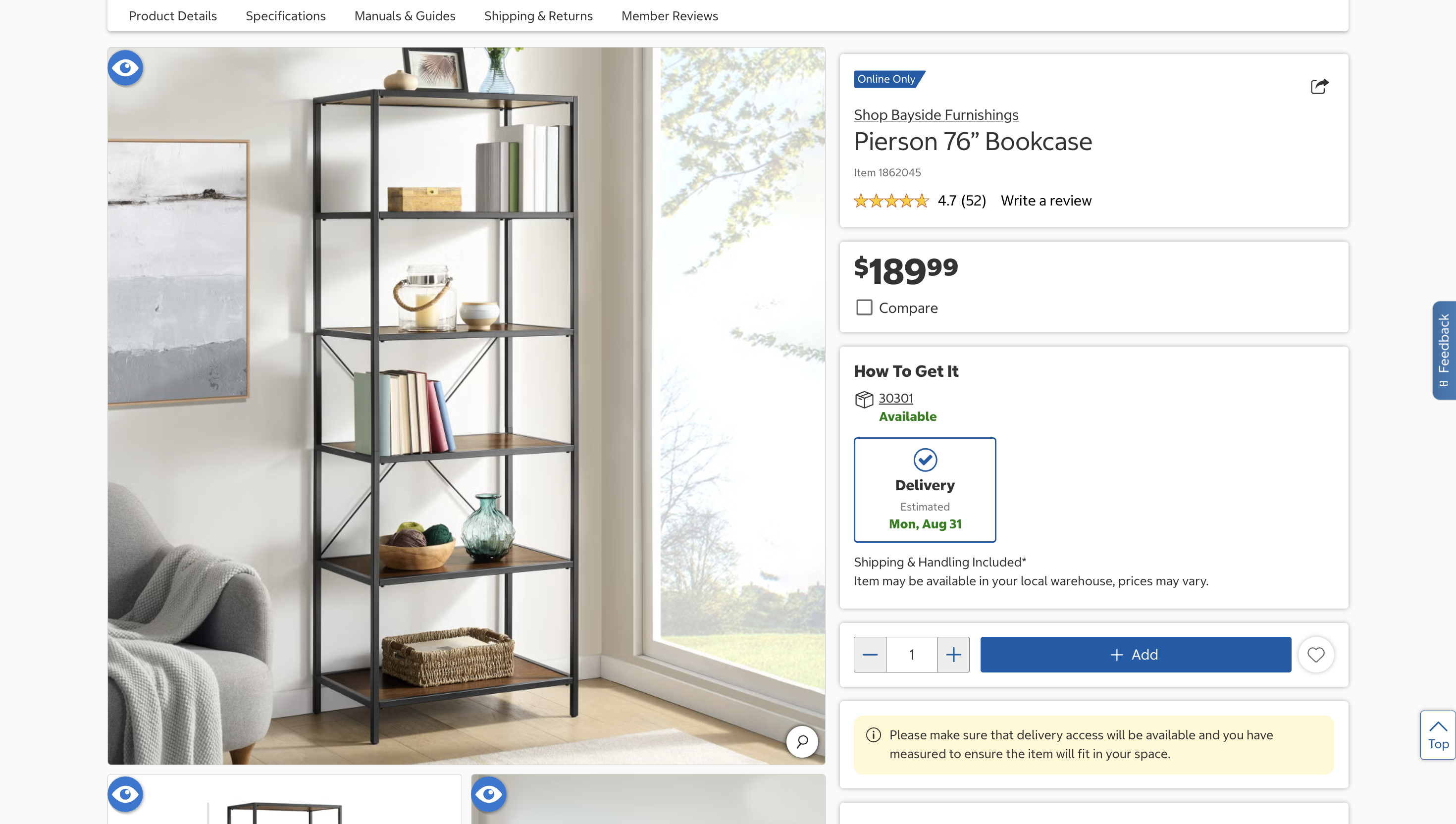 Retail price screenshot
