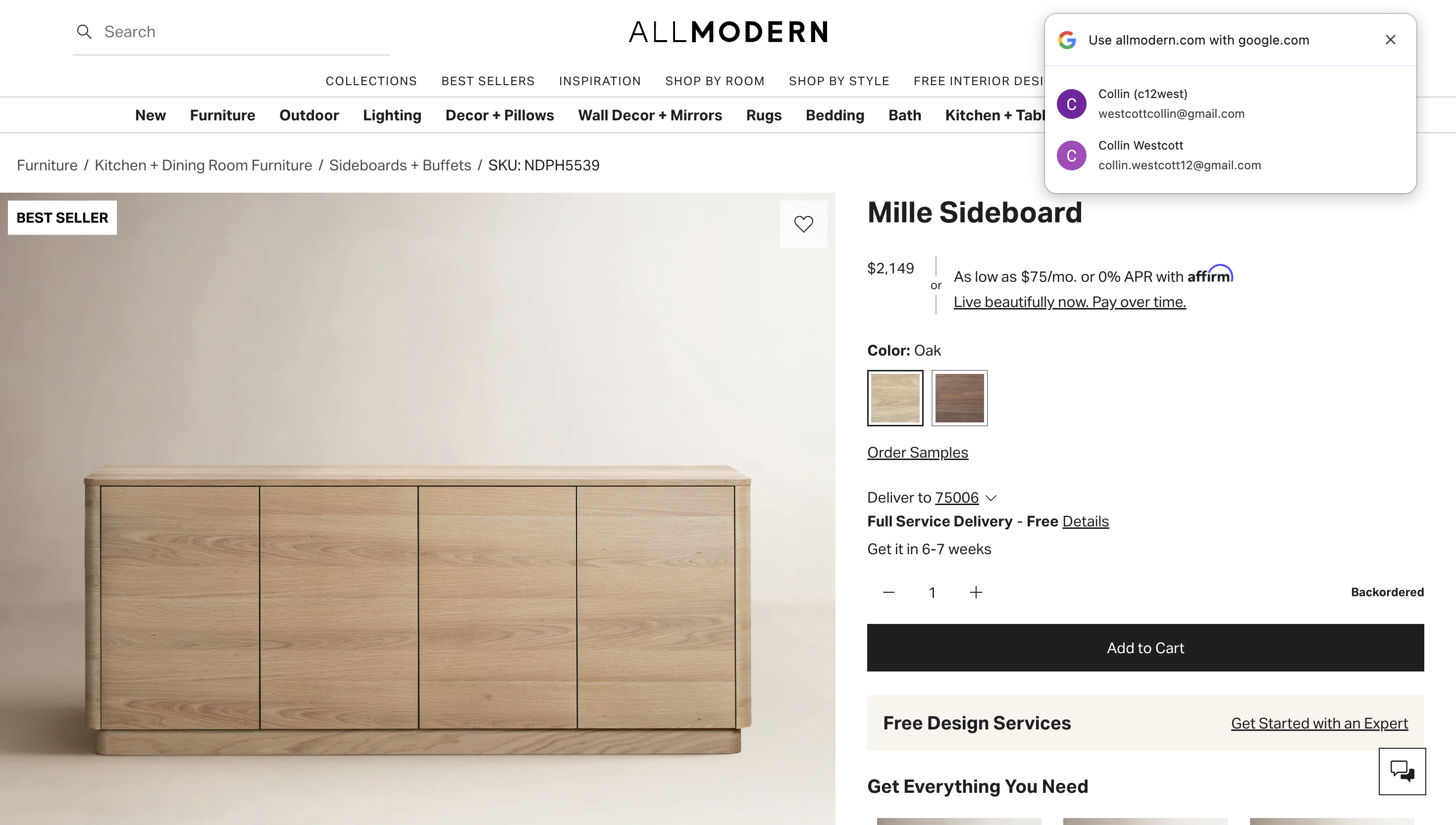 Retail price screenshot