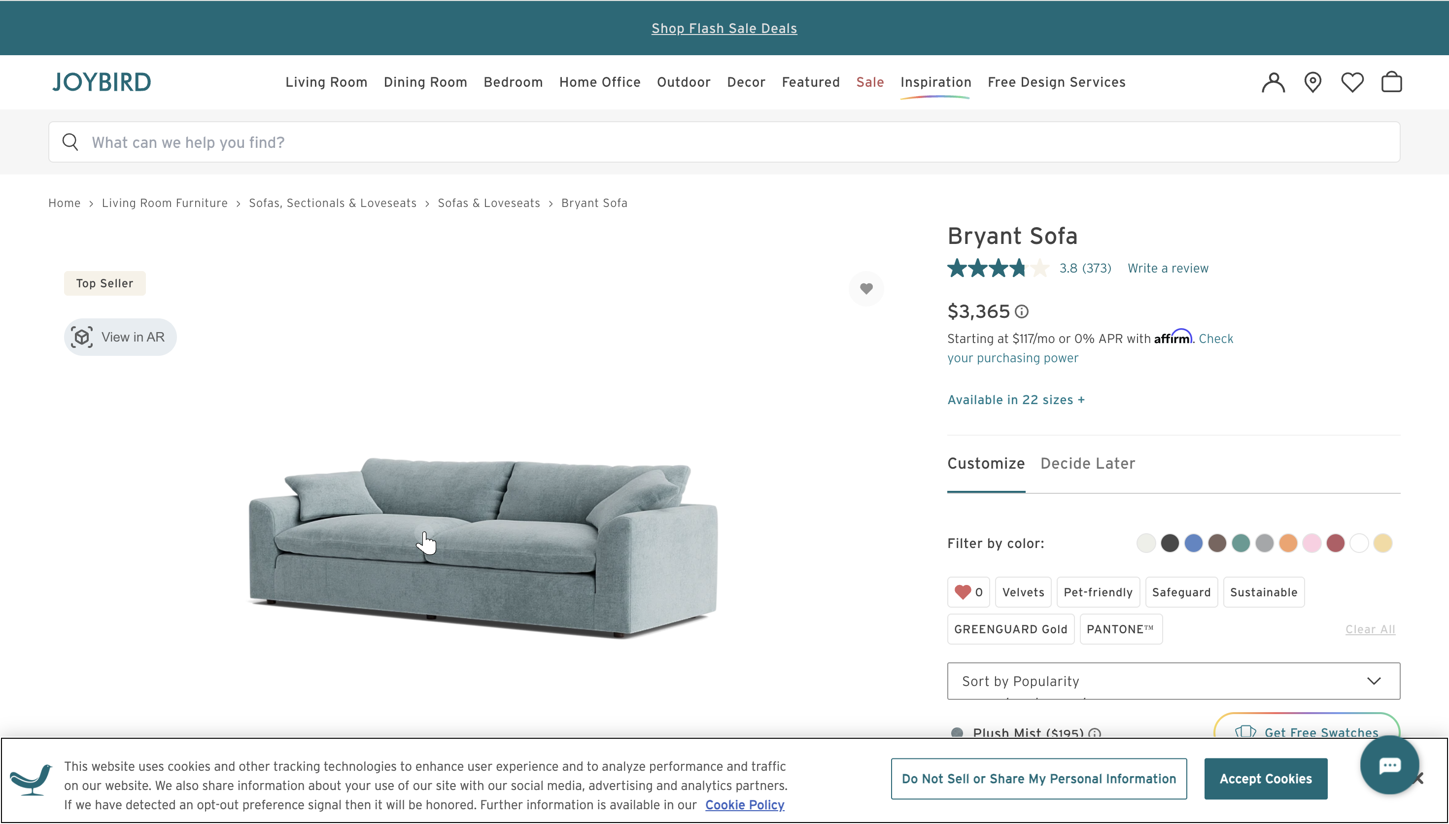Joybird Bryant Sofa - Plush Mist | CouchCycled